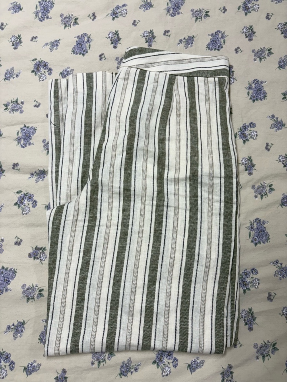 Zara Olive and White Striped Pants